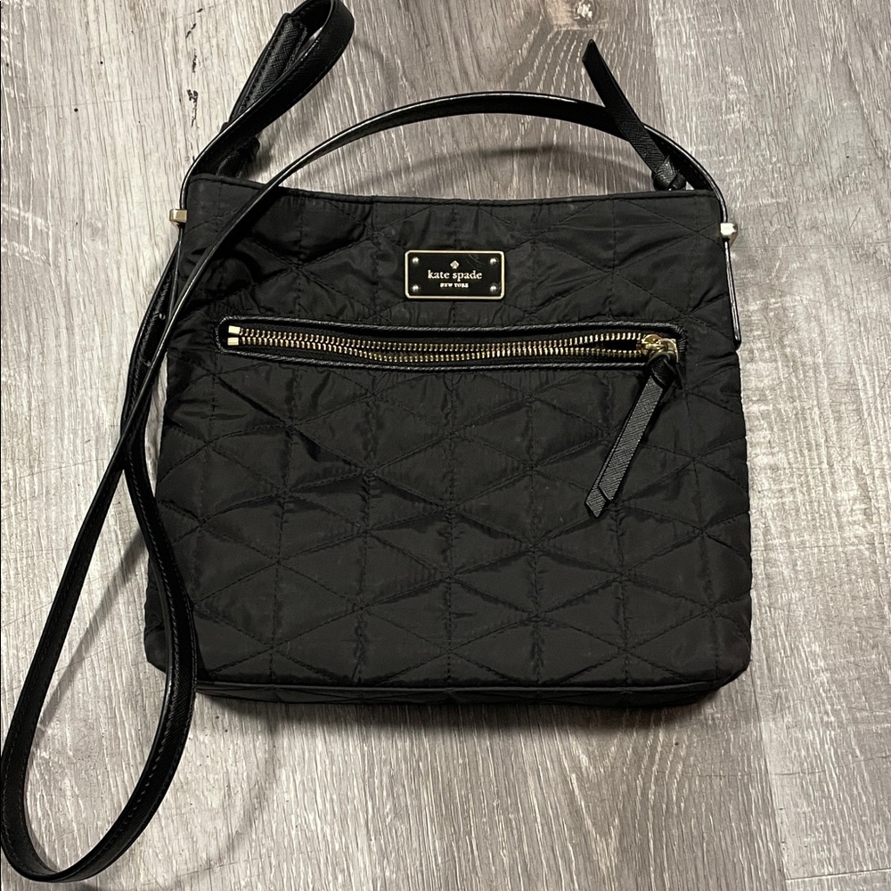 Kate Spade Black Quilted Crossbody Bag with Gold Accents